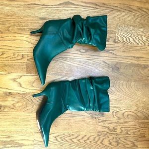 Marc Fisher Manya Green Slouchy Kitten Heel Boots